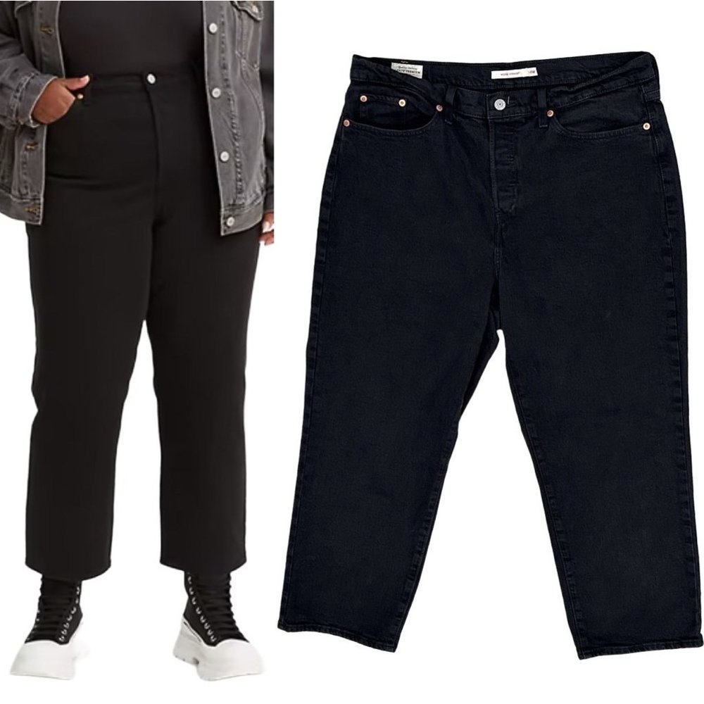 Levi’s Premium Wedgie Straight in Black Sprout Denim Jeans Women’s Plus Size 14W